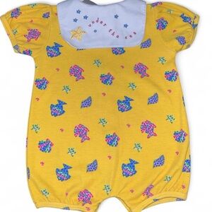 Vintage Yellow Baby Romper with Sea Creature Print & “Under The Sea” Text